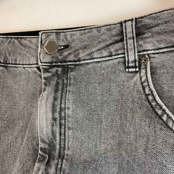 Ted Baker Denim Skirt 4 Gray US 10 Straight Pockets - Picture 4 of 9
